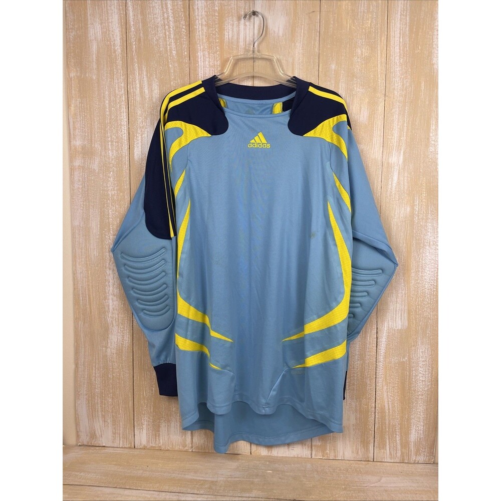 Adidas Men's Goalkeeper Futbol Soccer Jersey Padded Elbows Sky Blue Sz XL